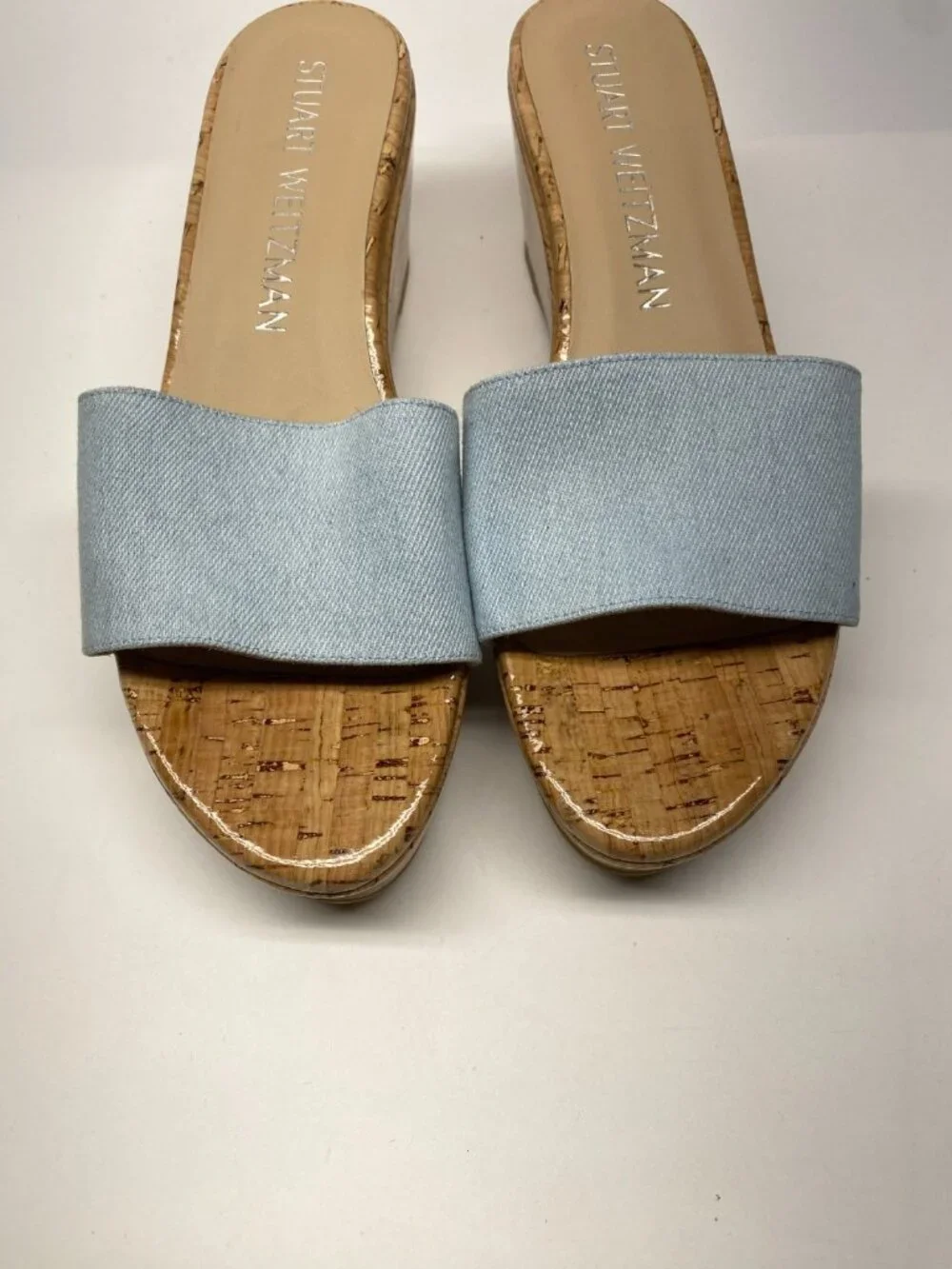 Stuart Weitzman Womens Summer Denim Wedge Sandals Sz 10 B